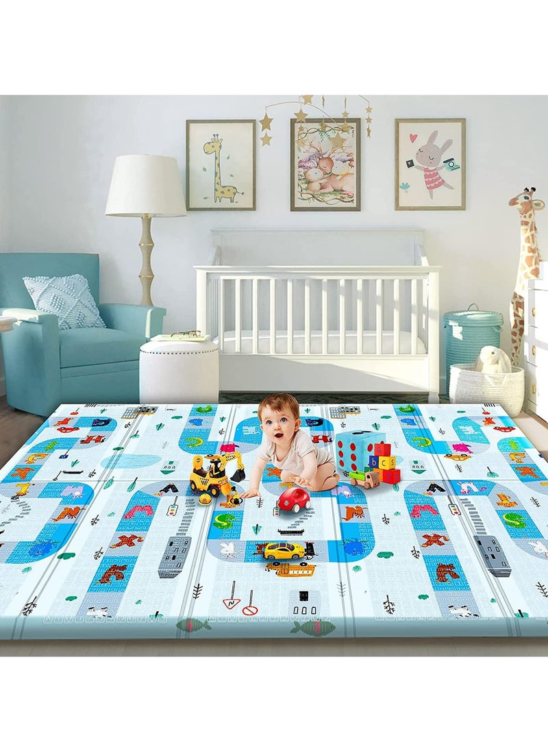 Baby Play Mat, 200 * 180 CM Foldable Baby Play Mat, Waterproof Foam Floor Baby Crawling Mat, Portable Baby Playmat for Infants, Toddler, Kids, Indoor Outdoor Use