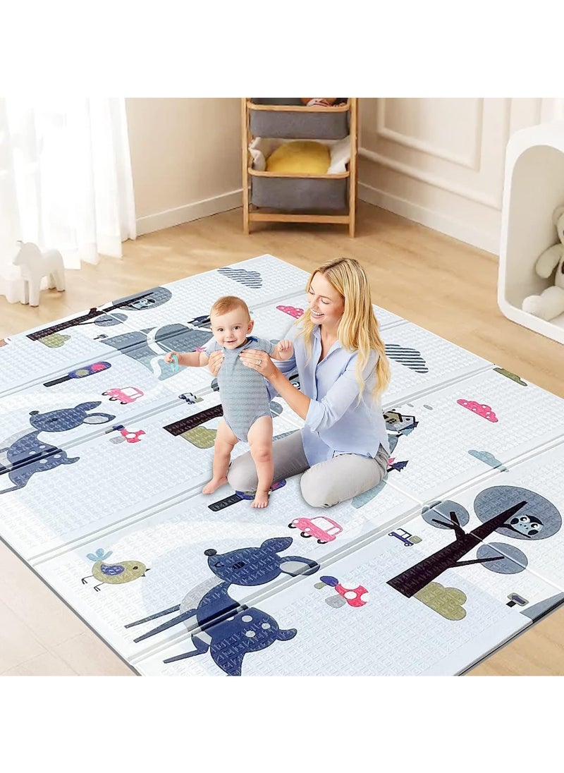 Baby Play Mat, 200 * 180 CM Foldable Baby Play Mat, Waterproof Foam Floor Baby Crawling Mat, Portable Baby Playmat for Infants, Toddler, Kids, Indoor Outdoor Use