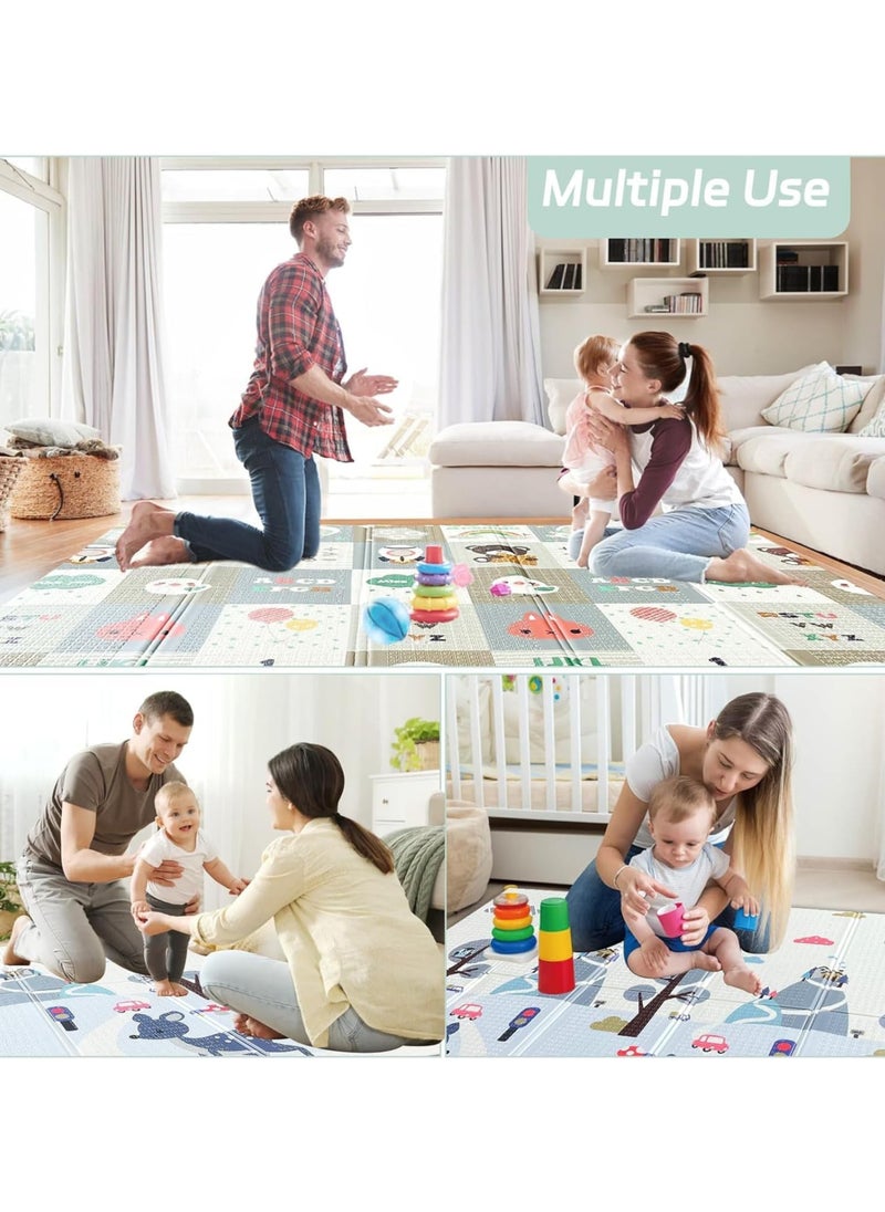 Baby Play Mat, 200 * 180 CM Foldable Baby Play Mat, Waterproof Foam Floor Baby Crawling Mat, Portable Baby Playmat for Infants, Toddler, Kids, Indoor Outdoor Use