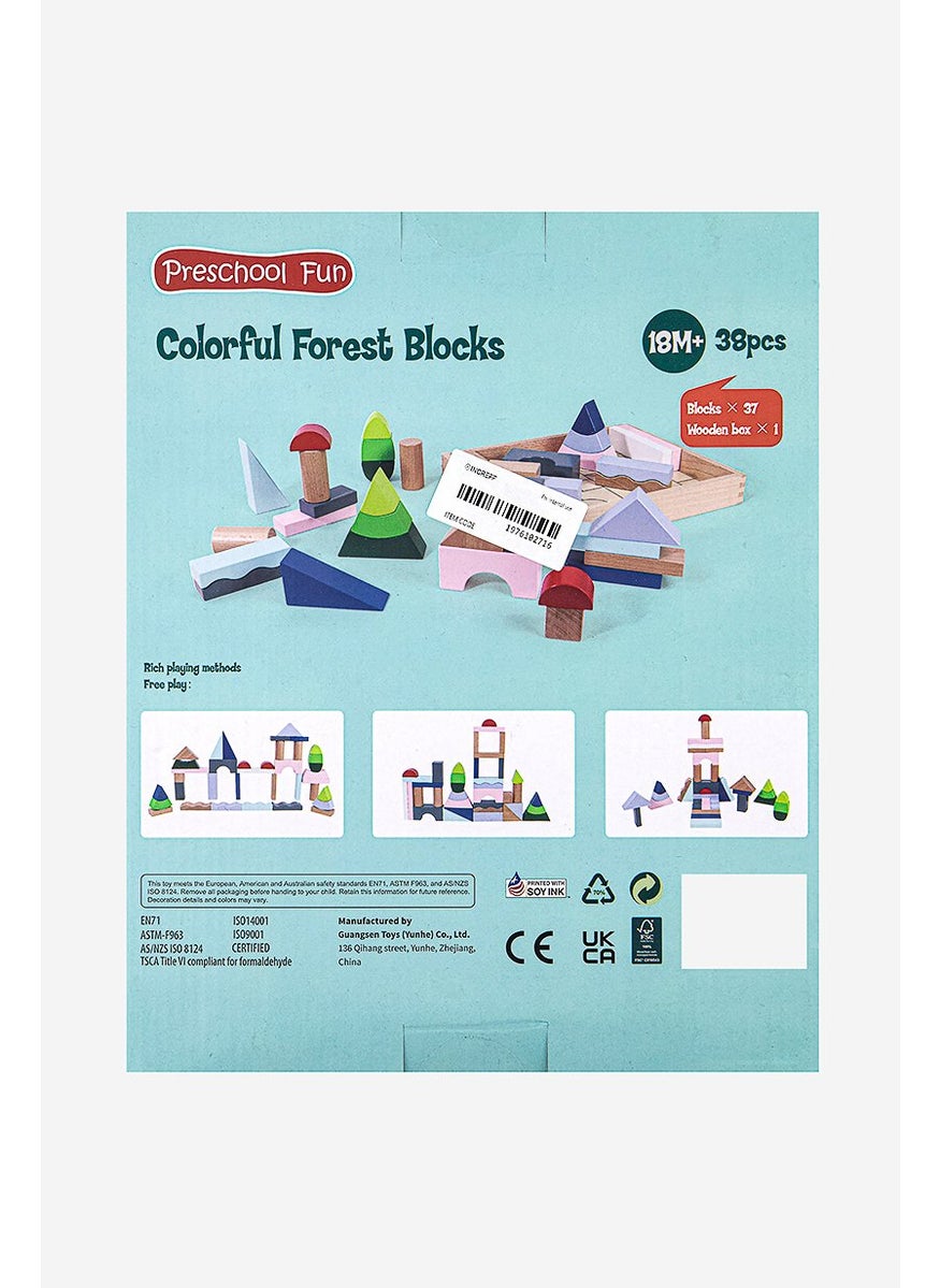 38 Pcs Colorful Forest Block, Turquoise Combo