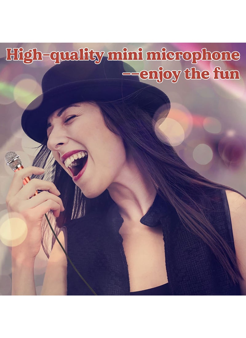 4-Piece Mini Microphone Tiny Microphone Mini Mic for Recording Voice and Singing on iPhone, Android Phones or Tablet, Metal, with 113 cm Cord, 3.5 mm Input (Rose Gold, Rose red, Silver, Blue)