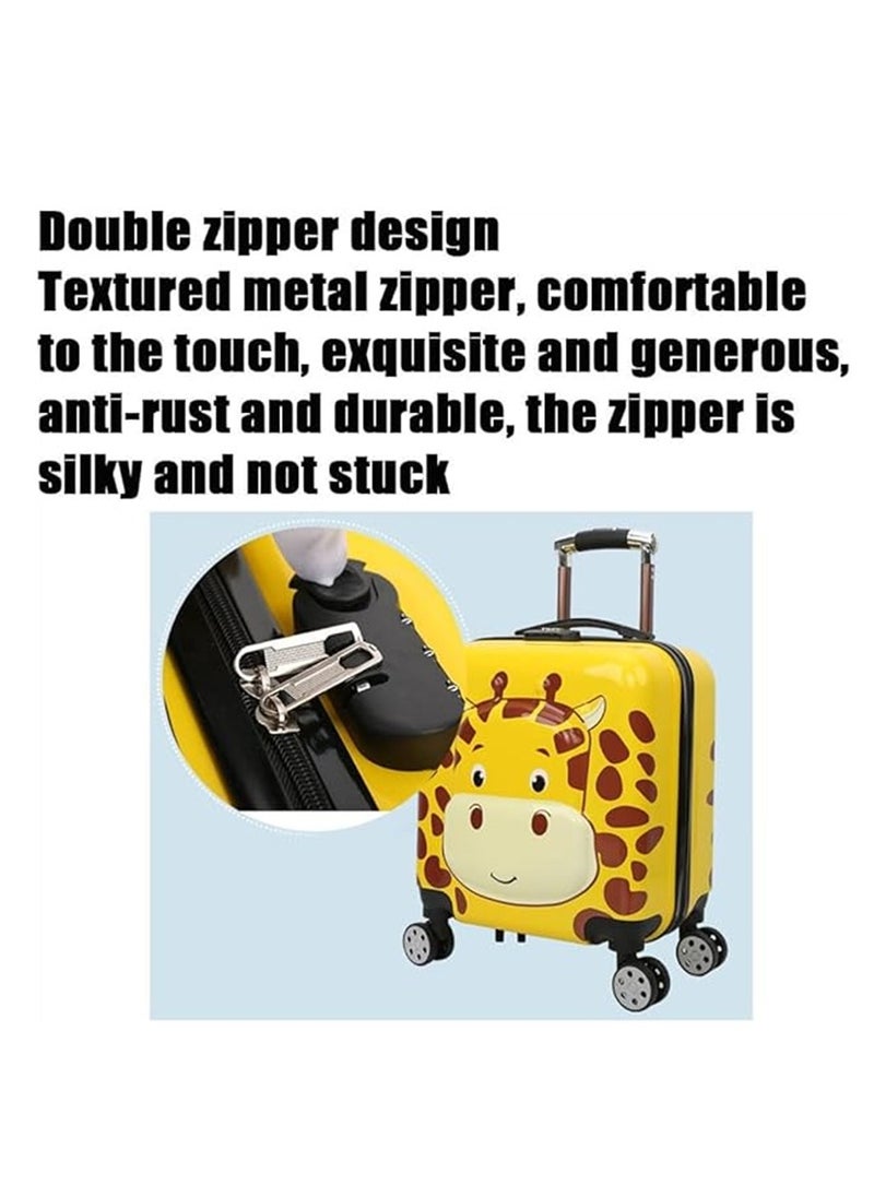 20 Inch Kids Luggage Children Carry On Rolling Suitcase Cartoon GiraffeTrolley Case for Girls Travel and School Yellow