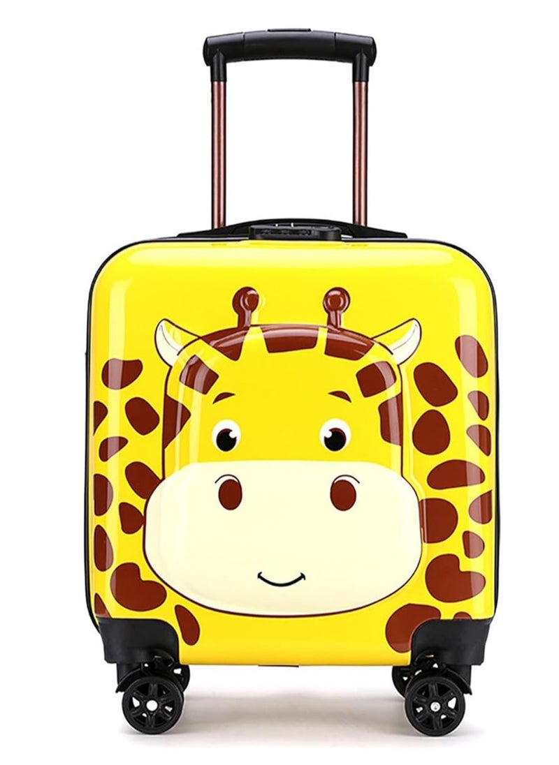 20 Inch Kids Luggage Children Carry On Rolling Suitcase Cartoon GiraffeTrolley Case for Girls Travel and School Yellow