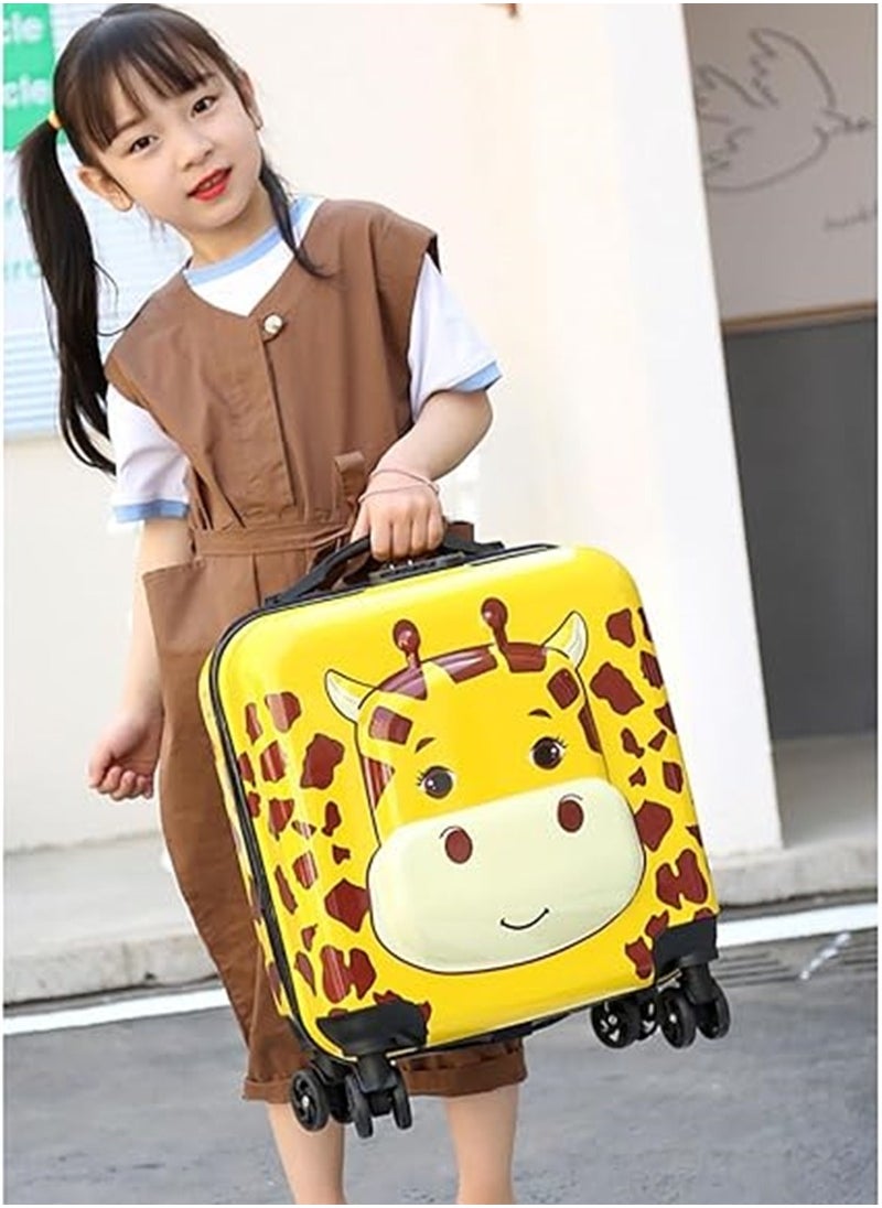 20 Inch Kids Luggage Children Carry On Rolling Suitcase Cartoon GiraffeTrolley Case for Girls Travel and School Yellow