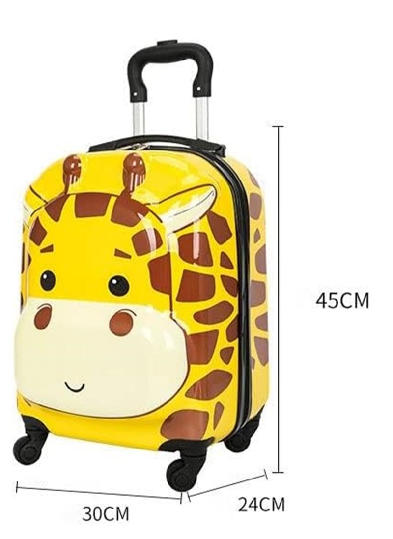 20 Inch Kids Luggage Children Carry On Rolling Suitcase Cartoon GiraffeTrolley Case for Girls Travel and School Yellow