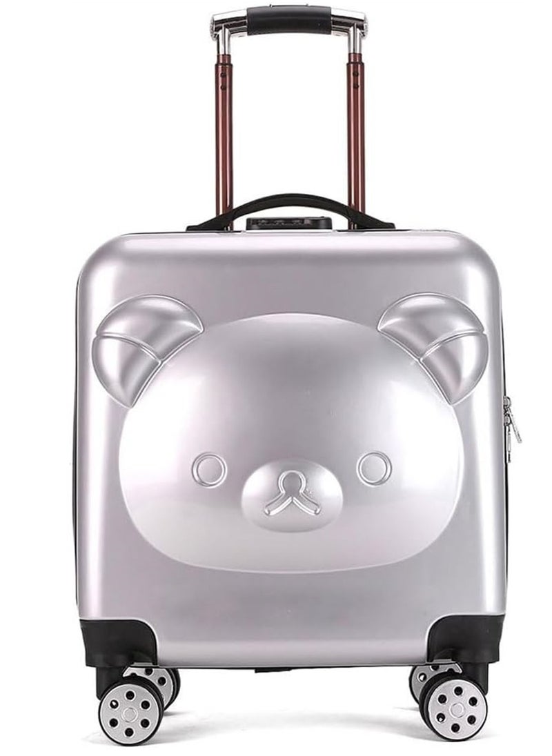 Kids Roller Duffle Bag Travel Quiet Spinner Wheel Luggage 20 Inch Travel and School Roller Case Silver