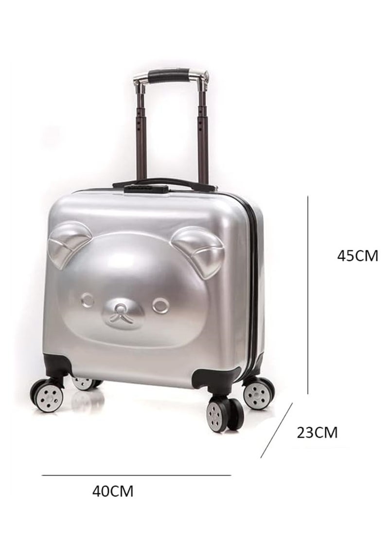 Kids Roller Duffle Bag Travel Quiet Spinner Wheel Luggage 20 Inch Travel and School Roller Case Silver