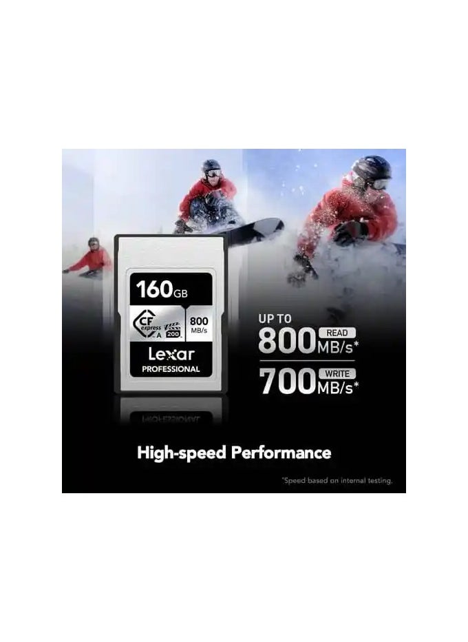 LEXAR PROFESSIONAL 160GB CFEXPLEXAR professional 160gb cfexpress type a card silver, up to 800mb/s read 700mb/s write (LCAEXSL160G-RNENG)RESS TYPE A CARD SILVER, UP TO 800MB/S READ 700MB/S WRITE (LCAEXSL160G-RNENG)