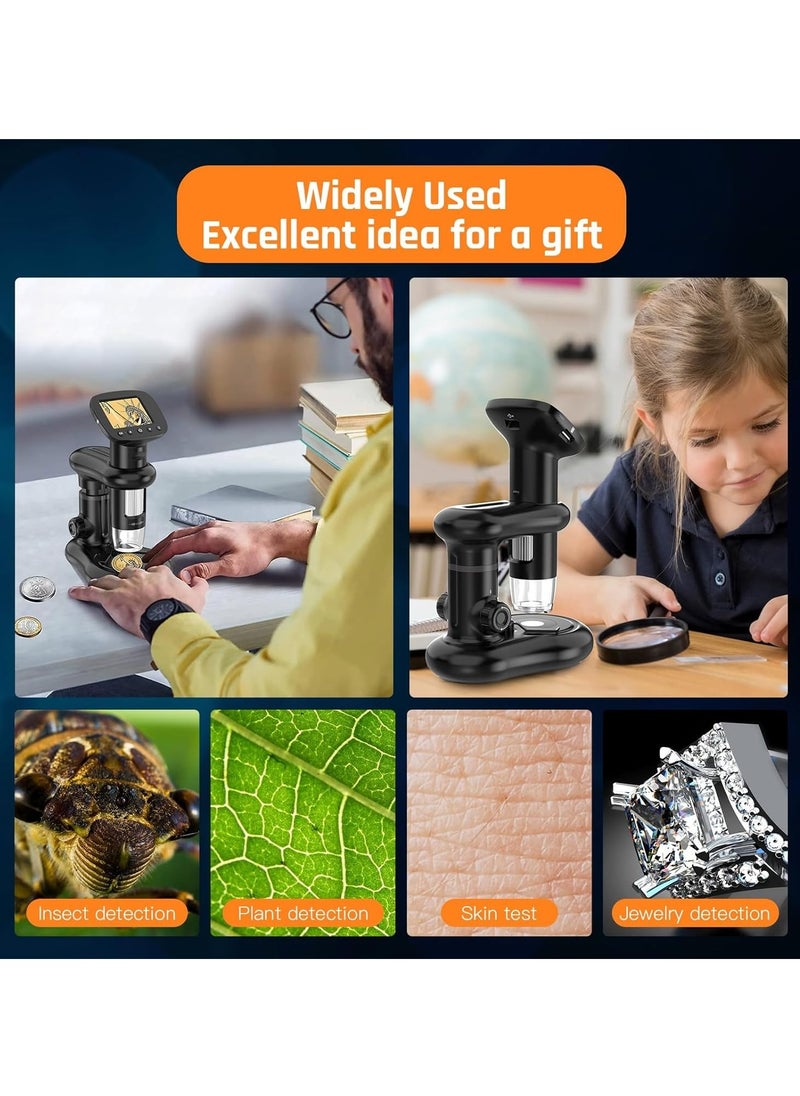 Kids Microscope Including 32GB SD Card and 12 Dspecimens Handheld Digital Microscope with 2