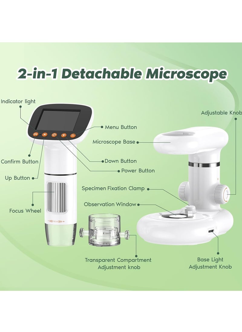 Kids Microscope Including 32GB SD Card and 12 Dspecimens Handheld Digital Microscope with 2