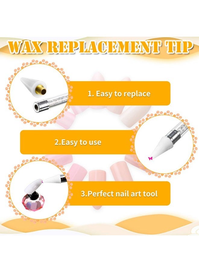 16 Pcs Wax Tips For Nail Rhinestones Replacement Diamond Painting Wax Head Tips Rhinestone Picker Tool For Nail Dotting Pen To Pick Up Nail Gem Jewelry, Wax Head Accessories(White)