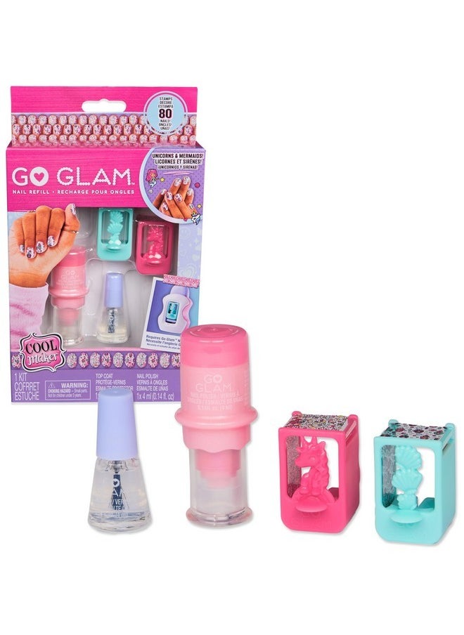 , Go Glam Nail Stamper Refill With Unicorn & Mermaid Designs, Nail Kit For 80 Nails, Arts And Crafts Kids Toys For Girls Ages 7+