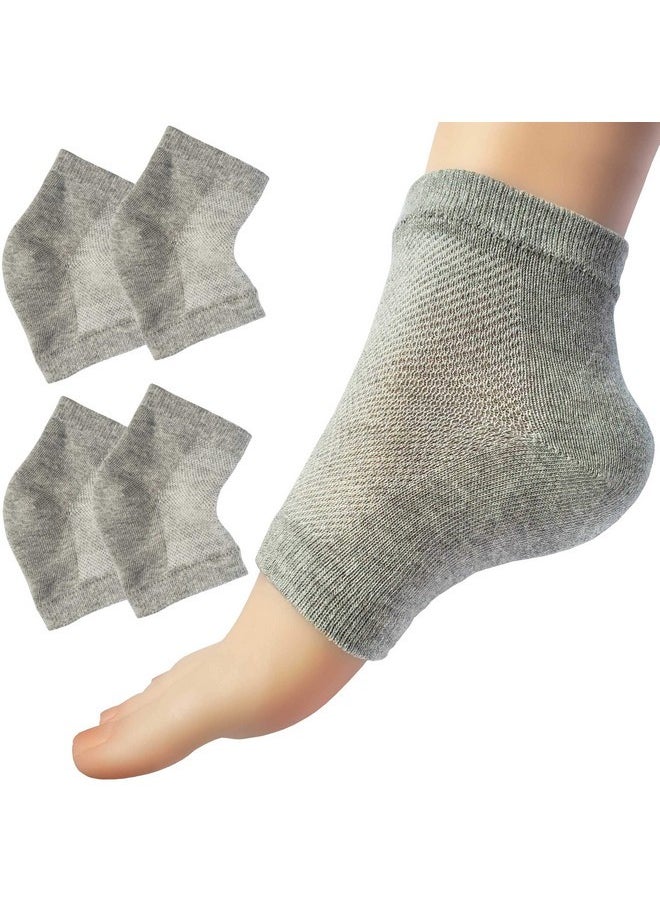 Vented Moisturizing Socks For Dry Cracked Heels Feet Treatment Gel Lined Spa To Repair Heal Soften Calluses Overnight, 2 Pairs (Gray)