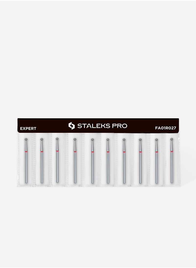 10 Pieces - Diamond Nail Drill Bit Ball Red | EXPERT head diameter 2.7 mm