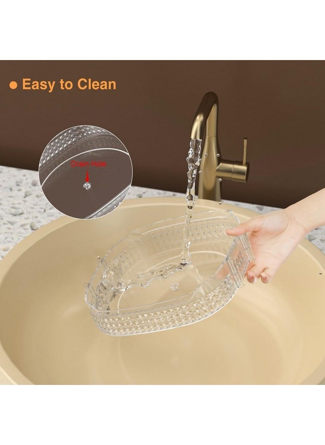 Rotating Makeup Organizer 360, Stackable Adjustable Large Capacity Cosmetic Storage Unit,Dresser Bathroom Kitchen Countertop Organizer With Metal Handle, Plus Size (Clear, 3 Tier)