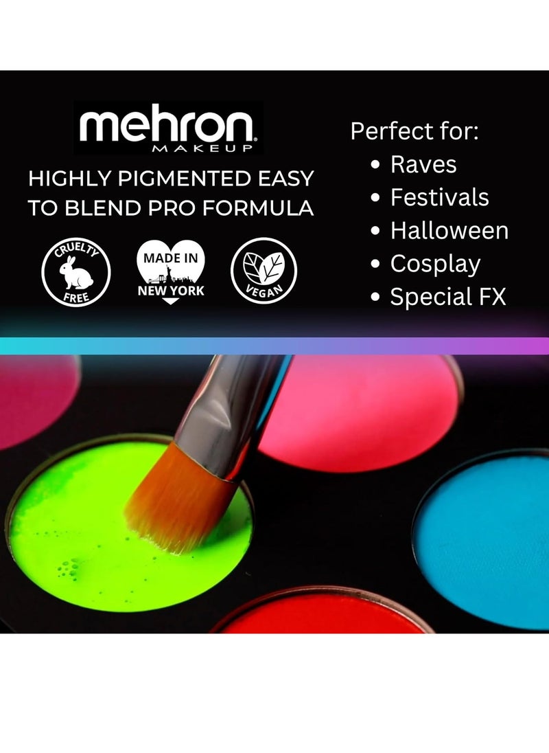 Mehron Makeup Paradise FX Neon UV Glow 8 Color Palette | Magnetic Refillable Special Effects Paint Palette | Professional Water Activated Paint for Raves, Costumes, SFX, Halloween, & Cosplay