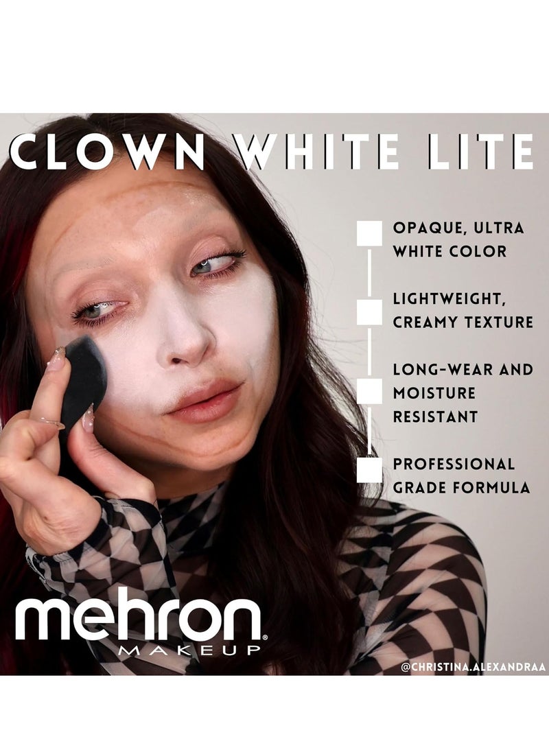 Mehron Makeup Clown White Lite | Professional Face Paint & Body Paint | White Cream Makeup, White Face Paint Makeup for Clown Makeup, Stage, Film, Cosplay, Mime, & Halloween 2 oz (56g)