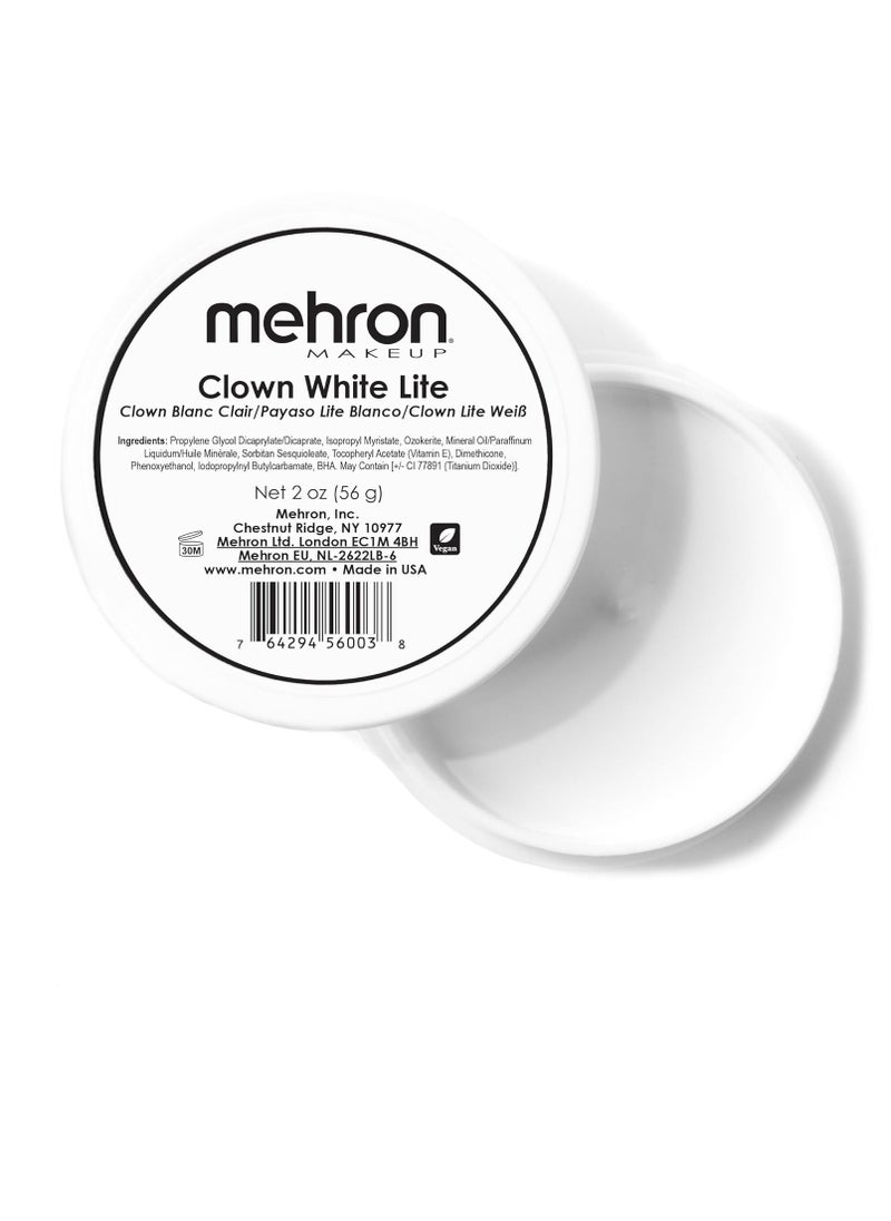 Mehron Makeup Clown White Lite | Professional Face Paint & Body Paint | White Cream Makeup, White Face Paint Makeup for Clown Makeup, Stage, Film, Cosplay, Mime, & Halloween 2 oz (56g)