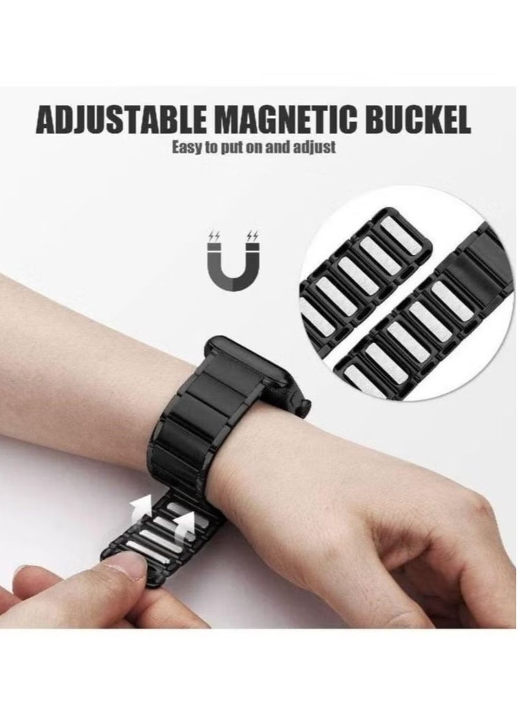 Replacement Stainless Steel Magnetic Metal Strap For Apple Series 8/7/6/5/4/SE 45mm 44mm 42mm l Ultra Watch 49mm Black