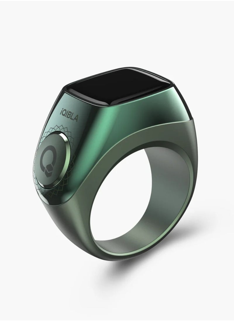 Smart Tasbih Zikr Ring Wide Display Powerful Battery Backup OLED Display F04 Flex Pro Smart Ring App Operated Tasbih Counter IP67 Waterproof Smart Zikr Ring Compatible Three Sizes (18mm/ 20mm/22mm) Aluminium Alloy iQibla Zikr Ring Green