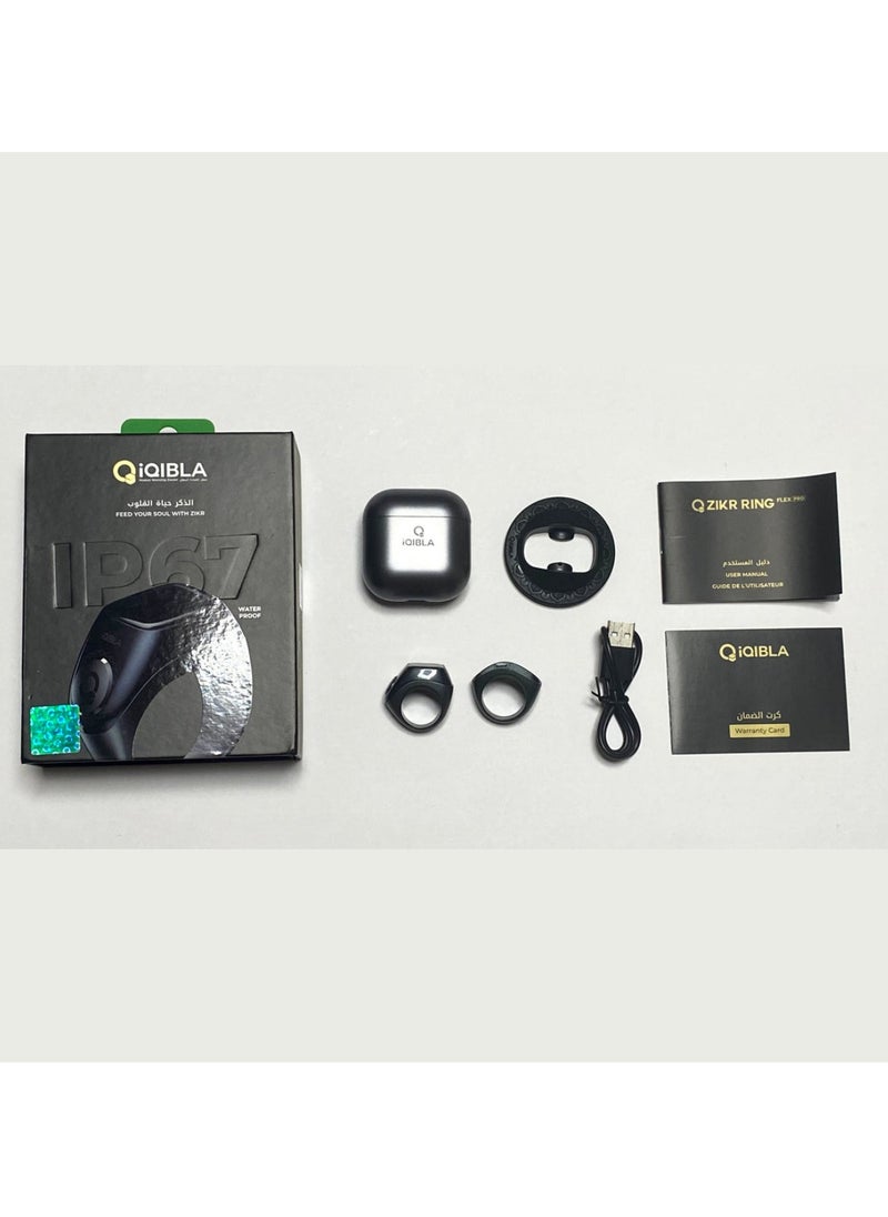 Smart Tasbih Zikr Ring Wide Display Powerful Battery Backup OLED Display F04 Flex Pro Smart Ring App Operated Tasbih Counter IP67 Waterproof Smart Zikr Ring Compatible Three Sizes (18mm/ 20mm/22mm) Aluminium Alloy iQibla Zikr Ring Green