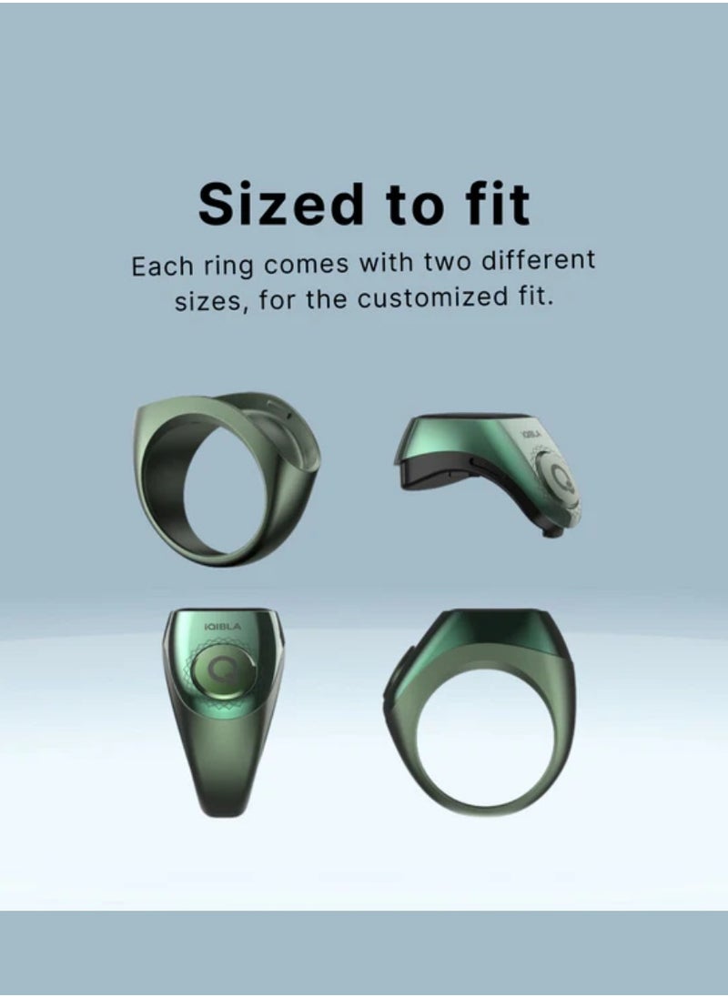 Smart Tasbih Zikr Ring Wide Display Powerful Battery Backup OLED Display F04 Flex Pro Smart Ring App Operated Tasbih Counter IP67 Waterproof Smart Zikr Ring Compatible Three Sizes (18mm/ 20mm/22mm) Aluminium Alloy iQibla Zikr Ring Blue