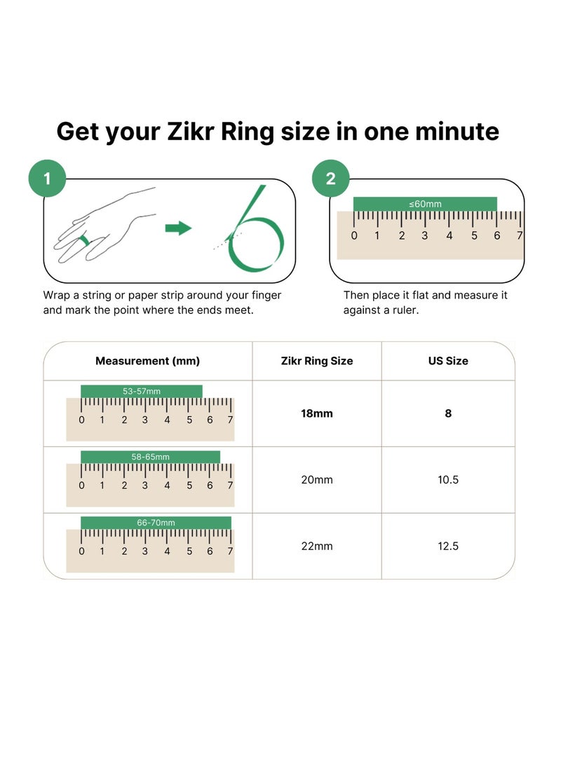 Smart Tasbih Zikr Ring Wide Display Powerful Battery Backup OLED Display F04 Flex Pro Smart Ring App Operated Tasbih Counter IP67 Waterproof Smart Zikr Ring Compatible Three Sizes (18mm/ 20mm/22mm) Aluminium Alloy iQibla Zikr Ring Rose Gold