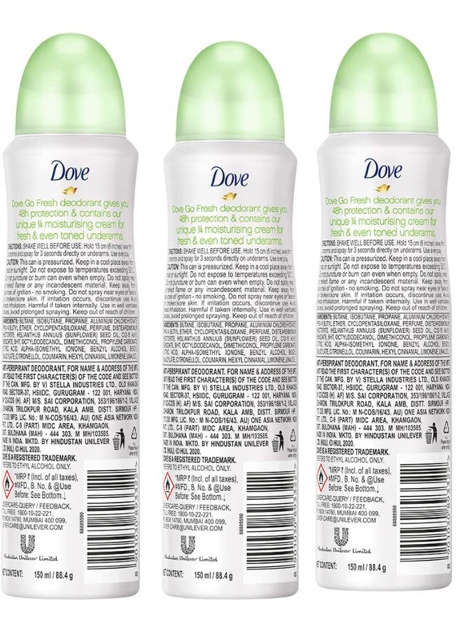 Dove Go Fresh Liquid Cucumber Deodorant For Women, 150Ml, PACK OF 3