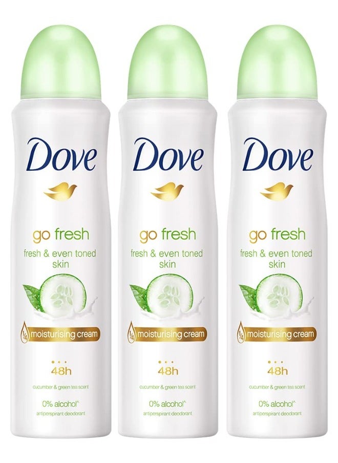 Dove Go Fresh Liquid Cucumber Deodorant For Women, 150Ml, PACK OF 3