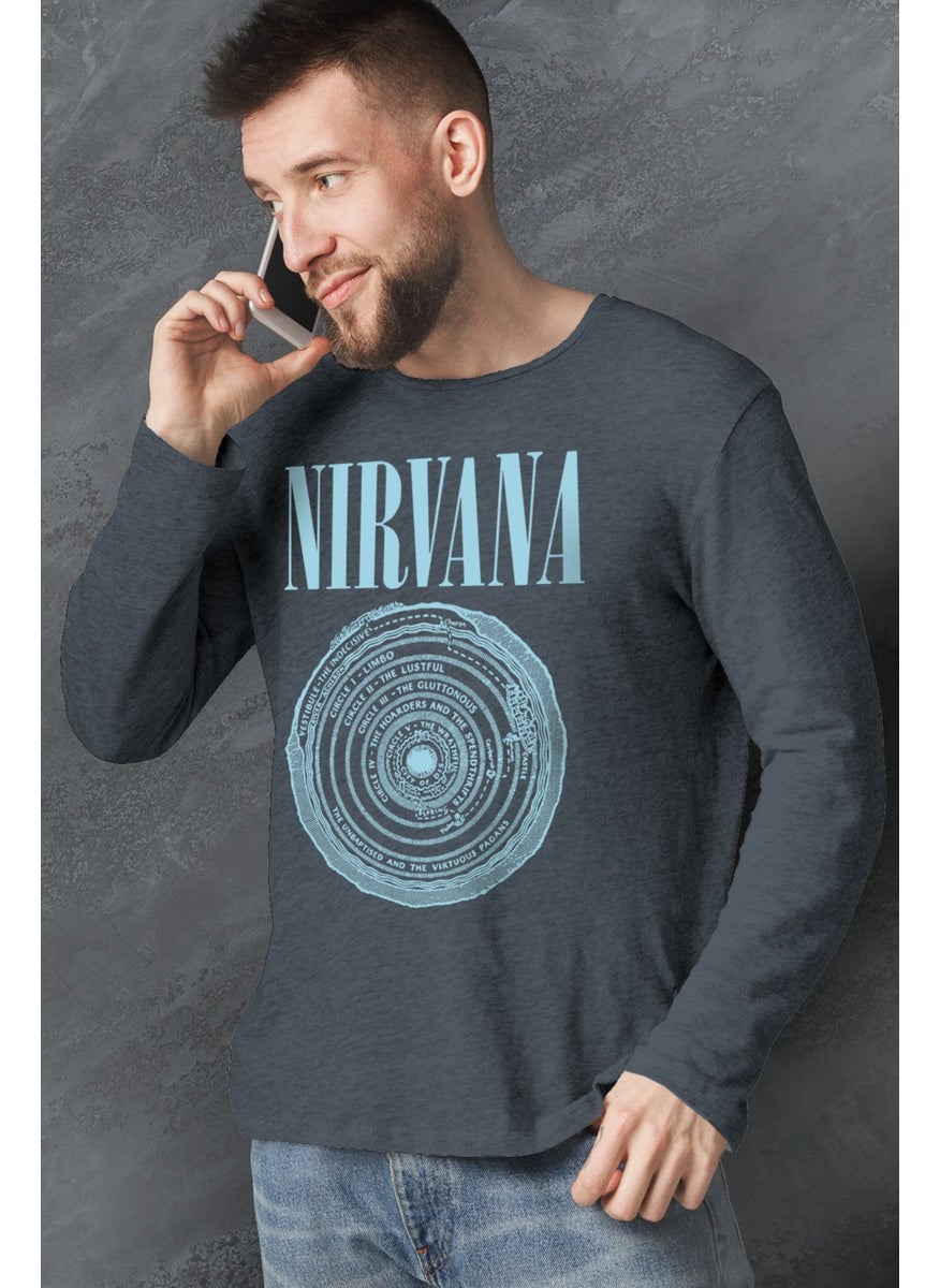 Circle Circle Nirvana Anthracite Long Sleeve Men's Combed Cotton T-Shirt