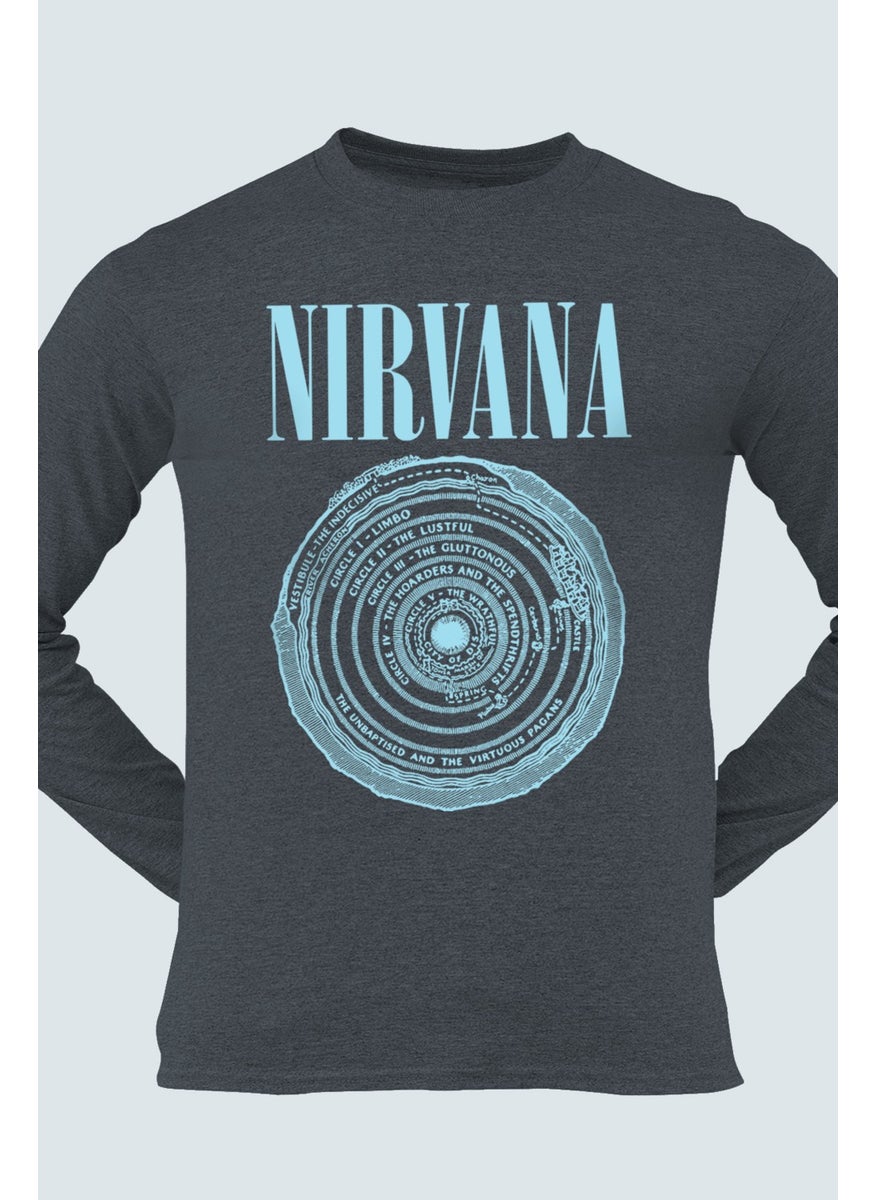 Circle Circle Nirvana Anthracite Long Sleeve Men's Combed Cotton T-Shirt