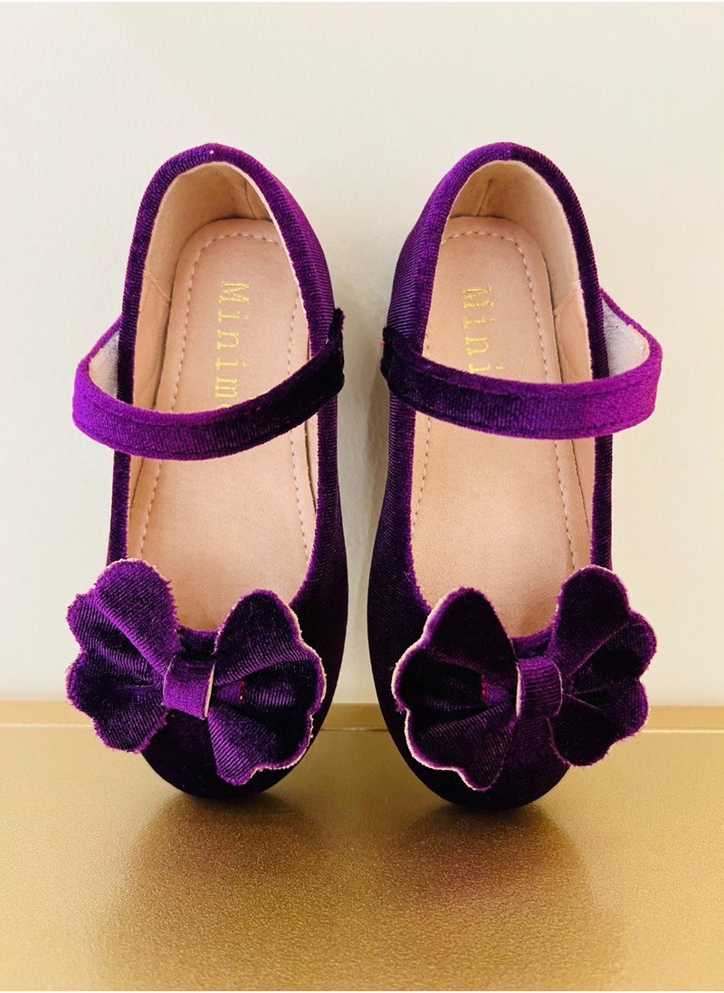 Kids Purple Velvet Party Shoes for Birthday and Special Occasions Kids Shoes