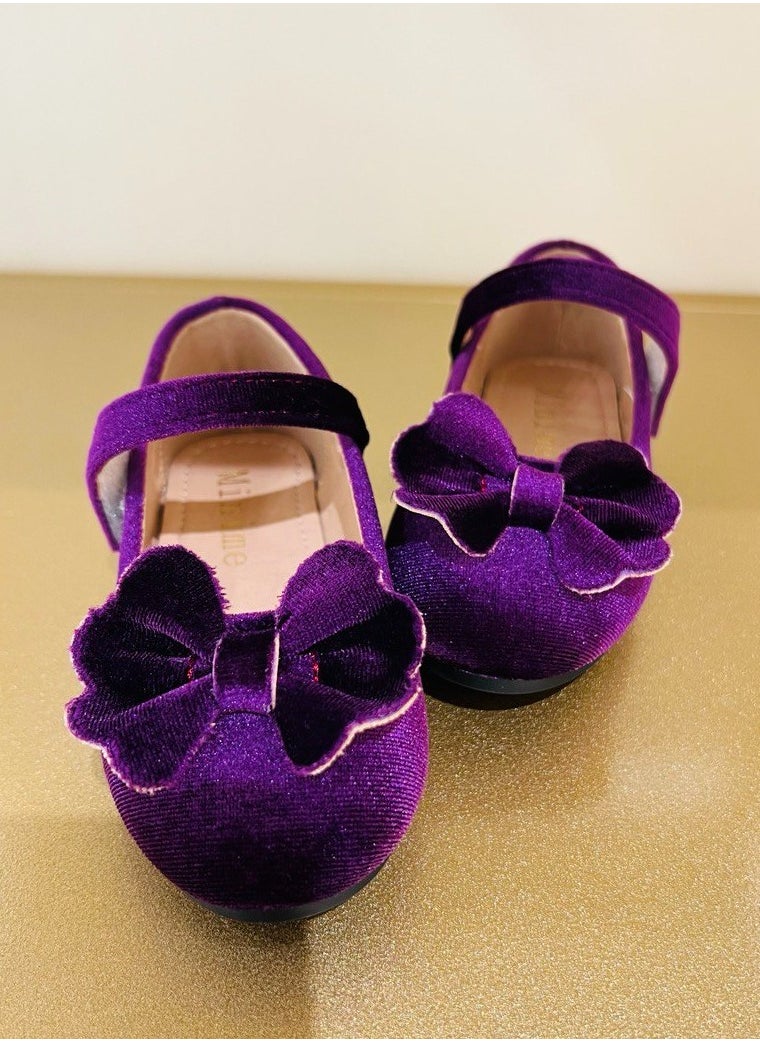 Kids Purple Velvet Party Shoes for Birthday and Special Occasions Kids Shoes