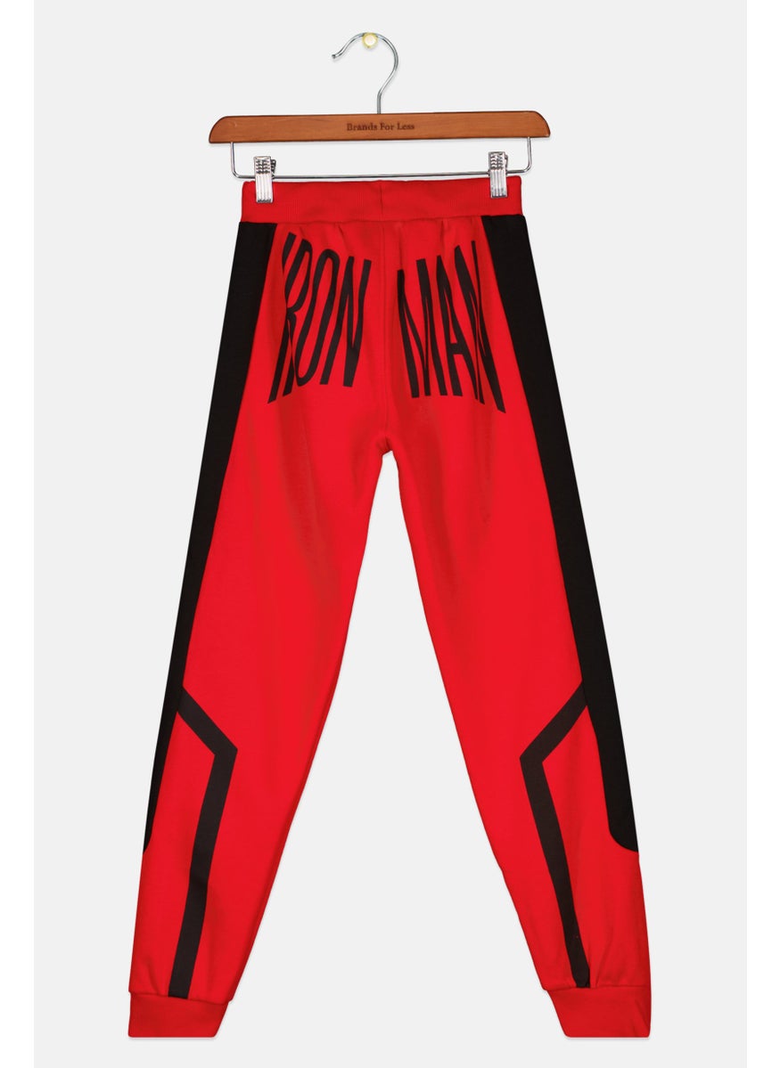 Kids Boy Graphic Print Jogger Pants, Red