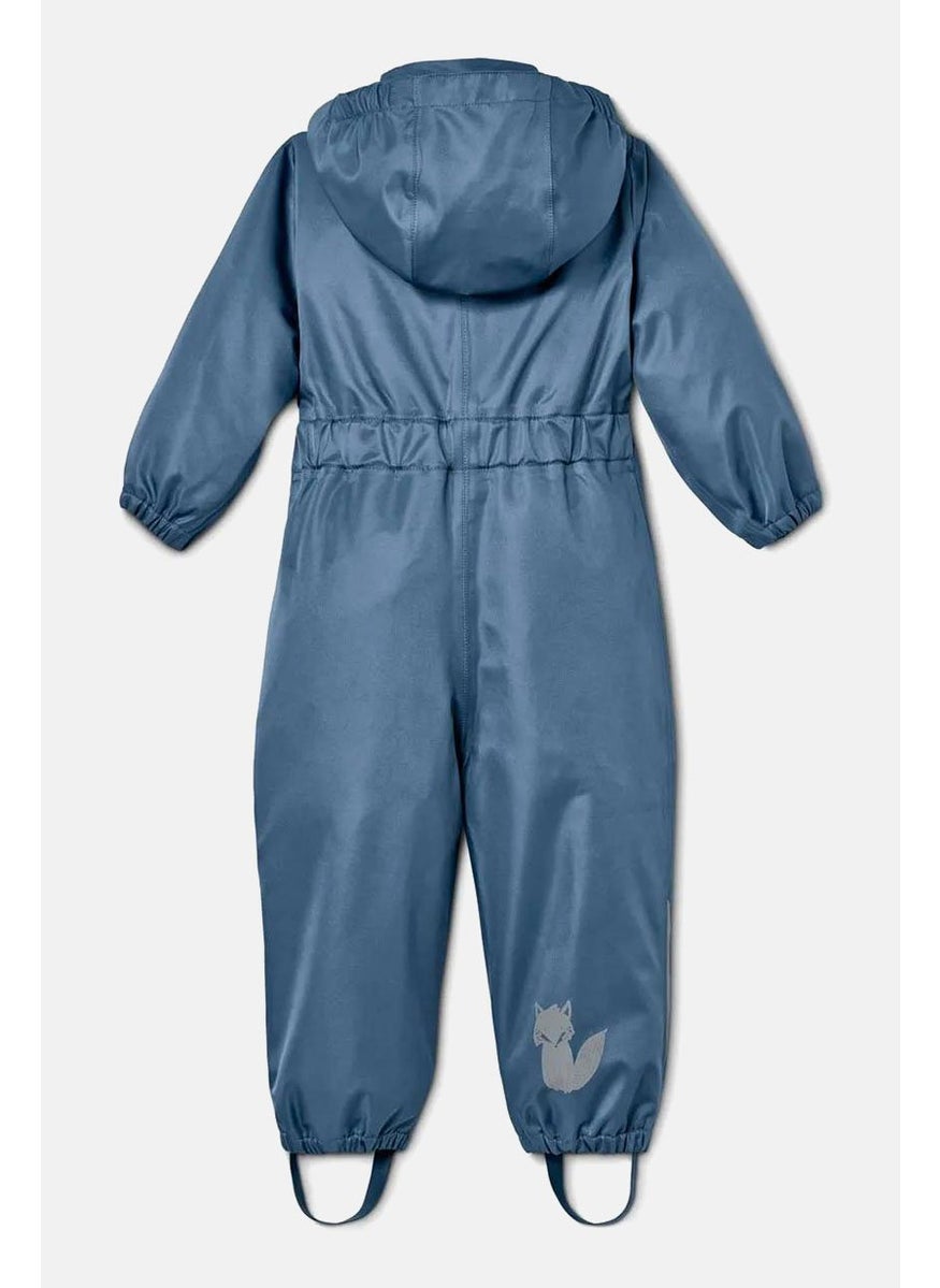 Toddler Boys Hooded Long Sleeve Rain Jumpsuit, Blue Denim