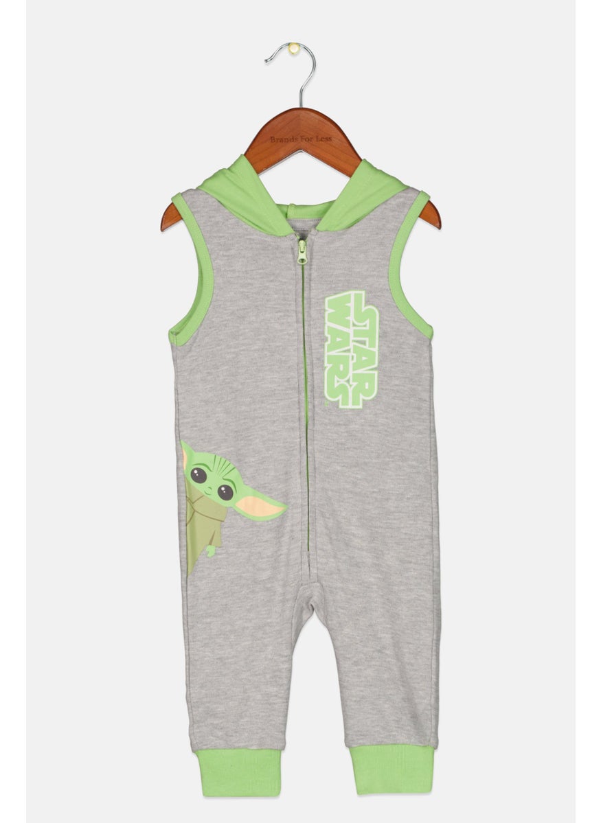 Toddlers Boy Star Wars Printed Sleeveless Romper, Grey Combo