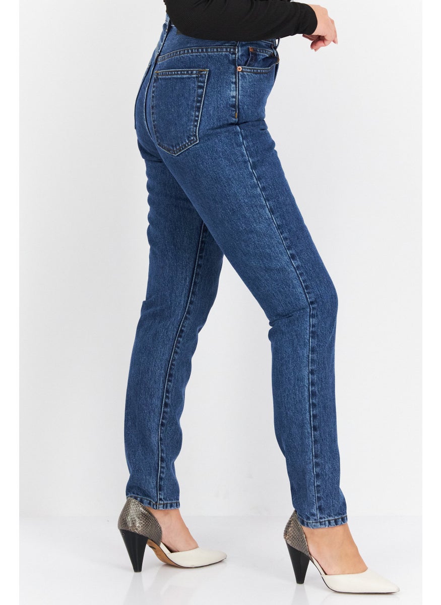 Women Regular Fit Washed Denim Jean, Blue