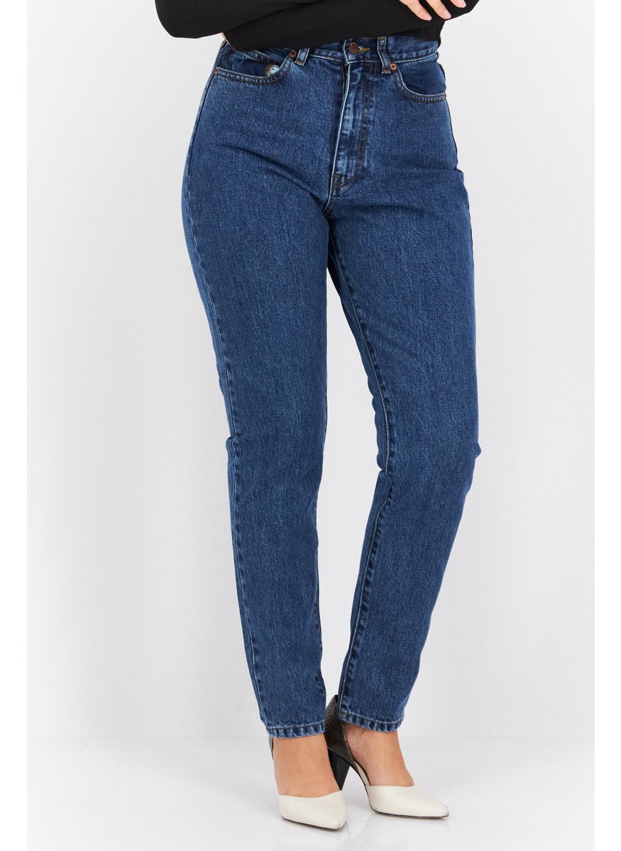 Women Regular Fit Washed Denim Jean, Blue