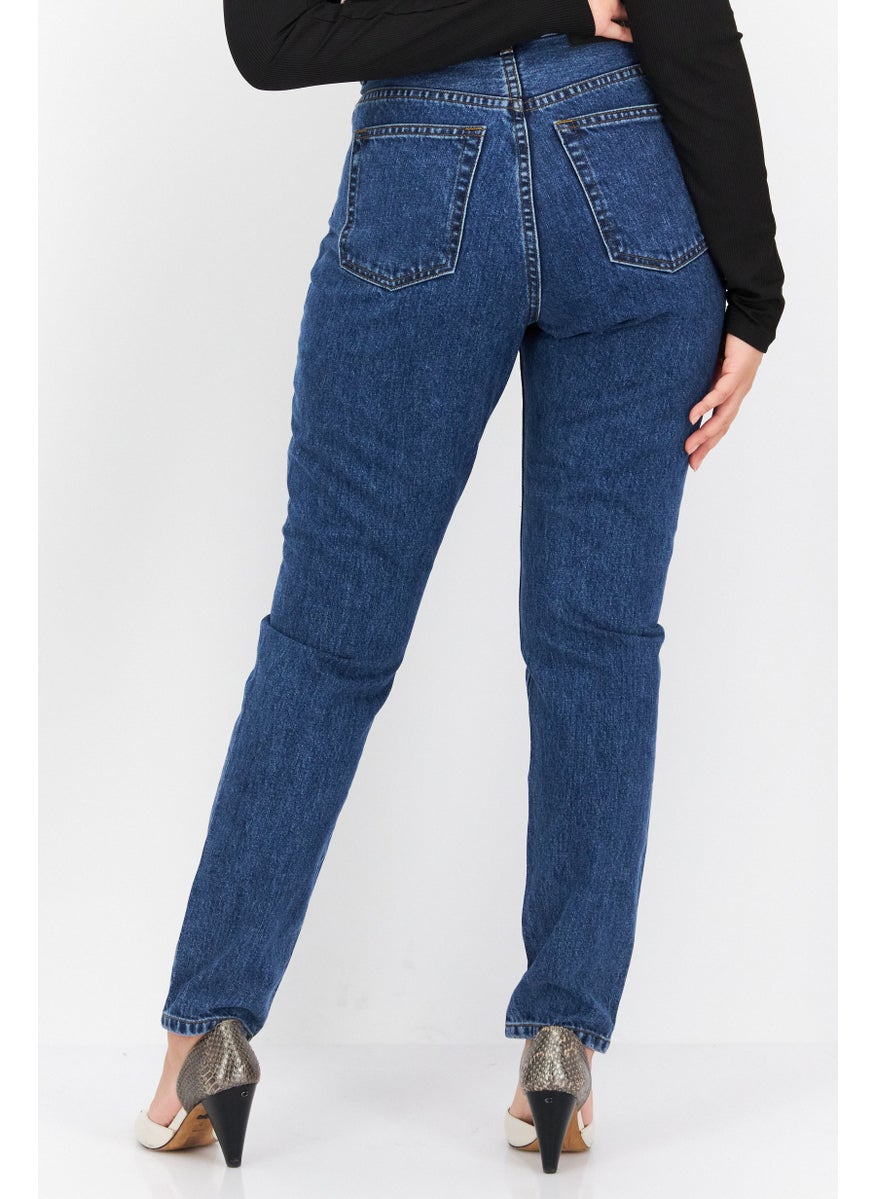 Women Regular Fit Washed Denim Jean, Blue
