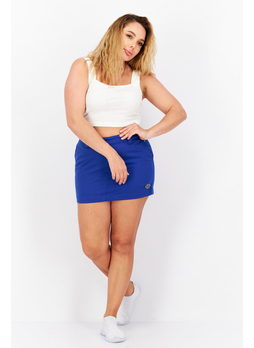 Women Solid Mini Skirts, Electric Blue