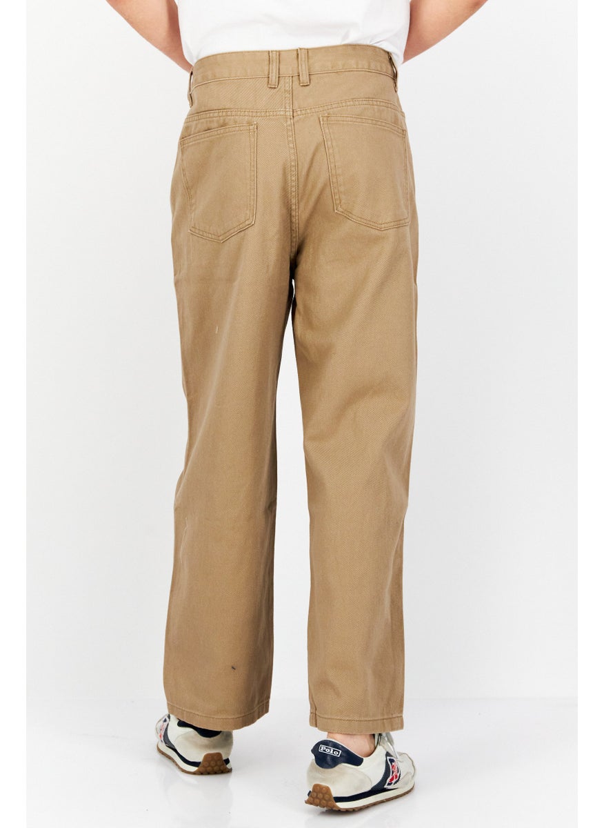 Men Regular Fit Plain Non-Stretchable Denim, Tan