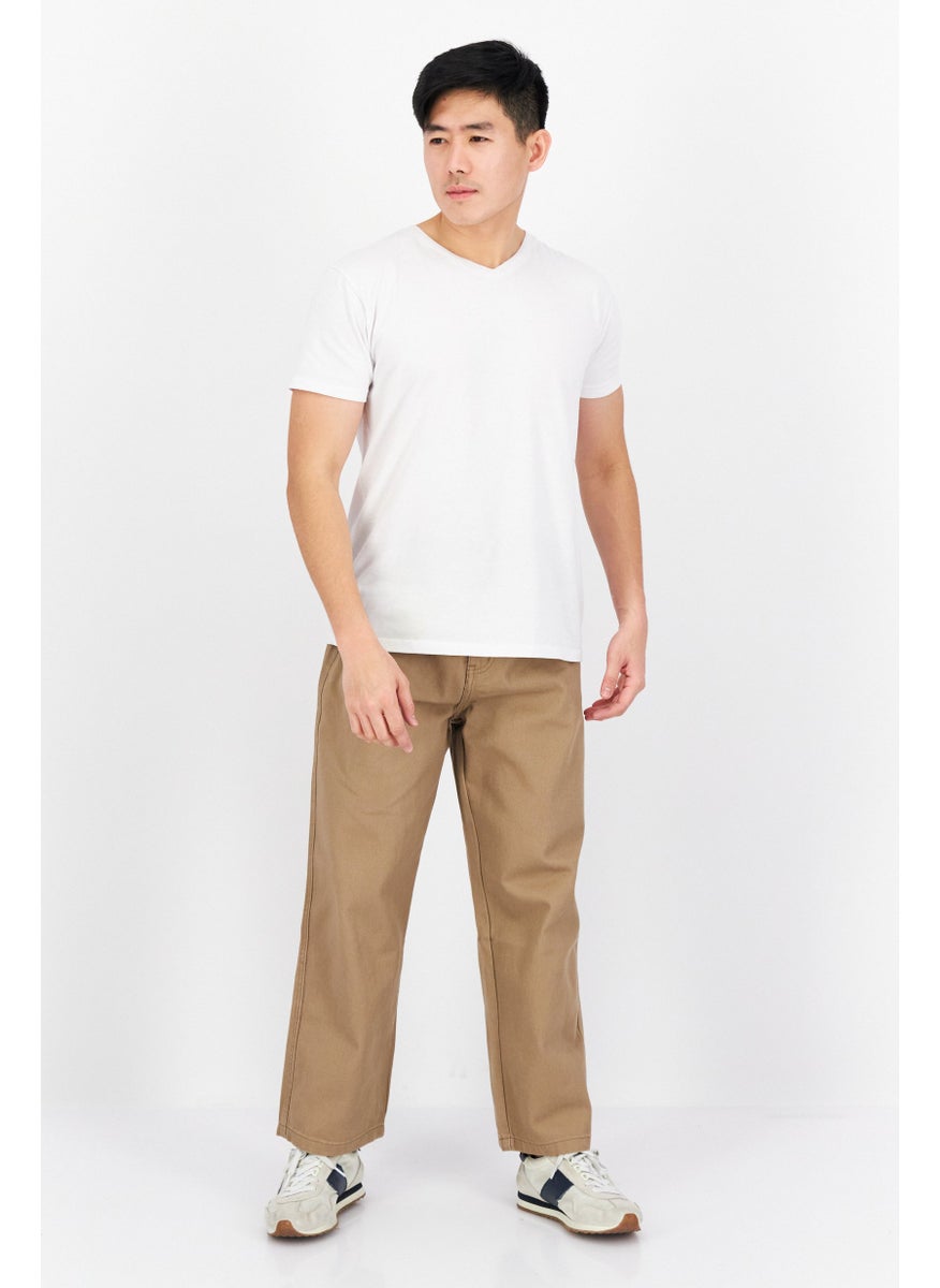 Men Regular Fit Plain Non-Stretchable Denim, Tan