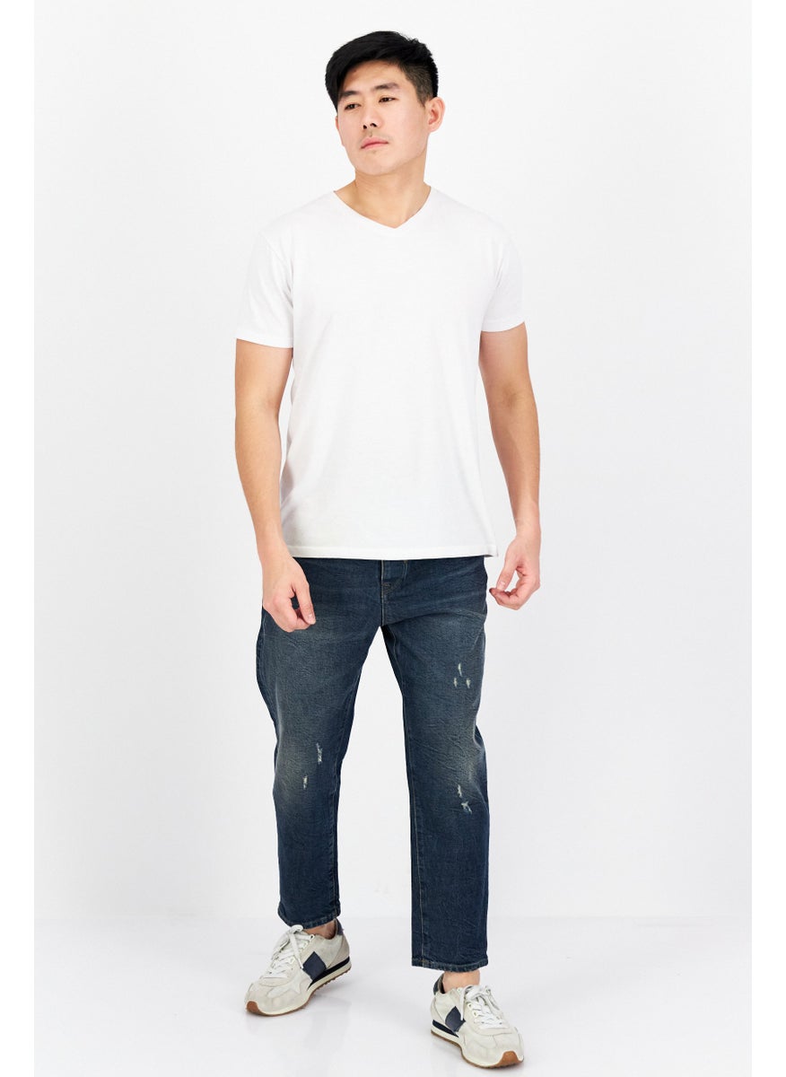 Men Regular Fit Wash Stretchable Denim, Navy