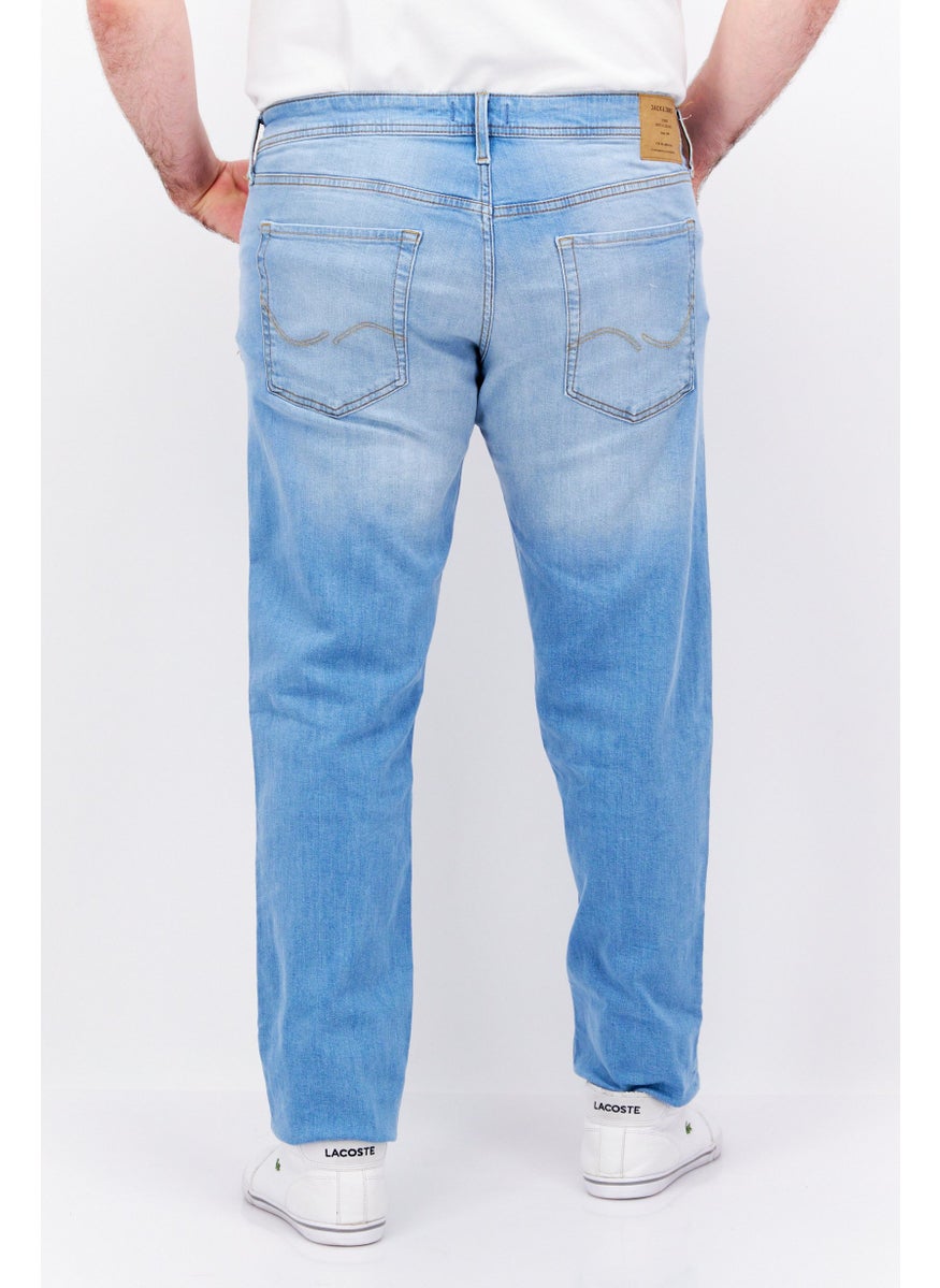 Men Regular Fit Rip Stretchable Denim Jeans, Wash Blue