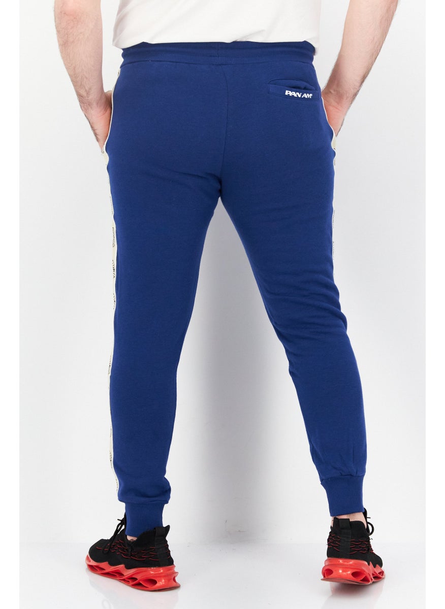 Men Regular Fit Brand Logo Sweatpants, Blue