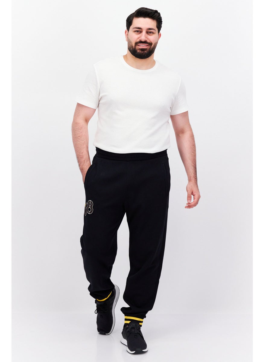 Men Regular Fit Embroidered Sweatpants, Black