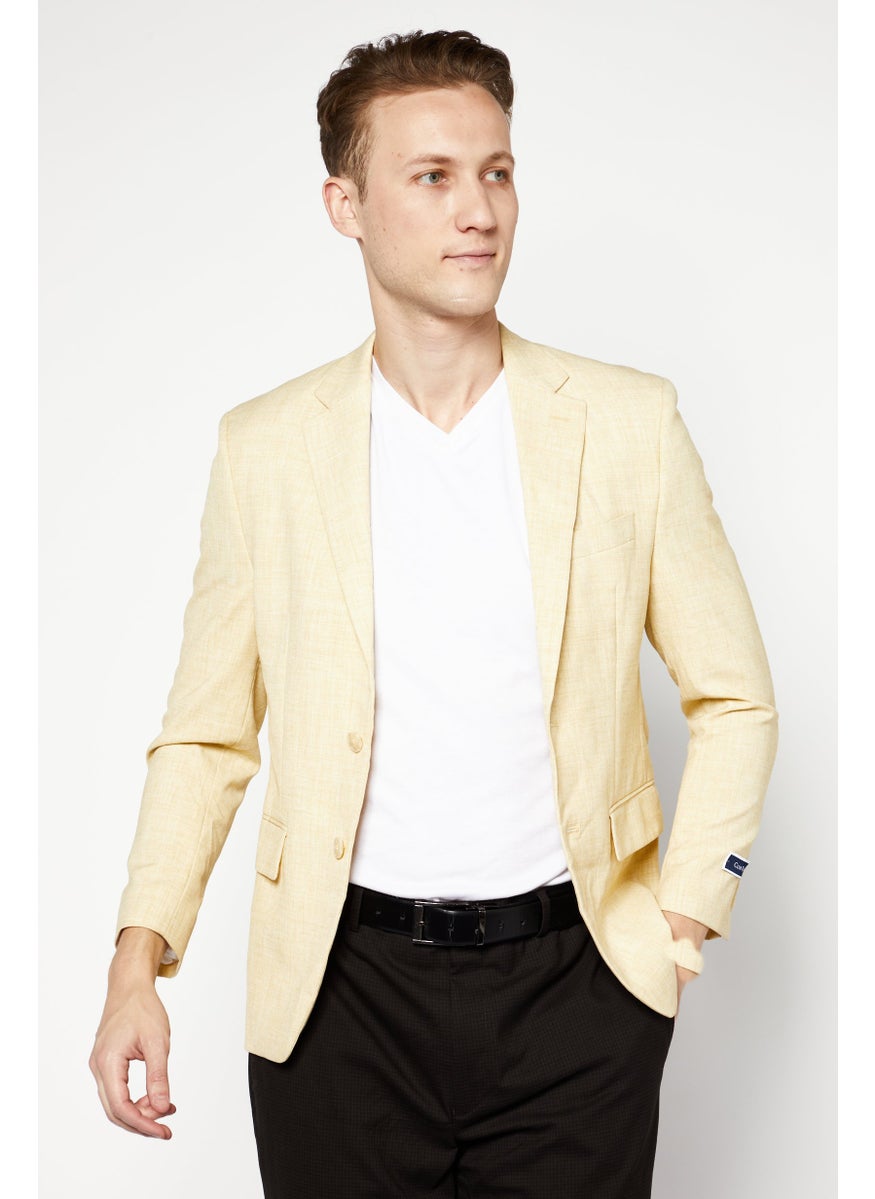 Men Classic Fit Solid Blazer, Yellow