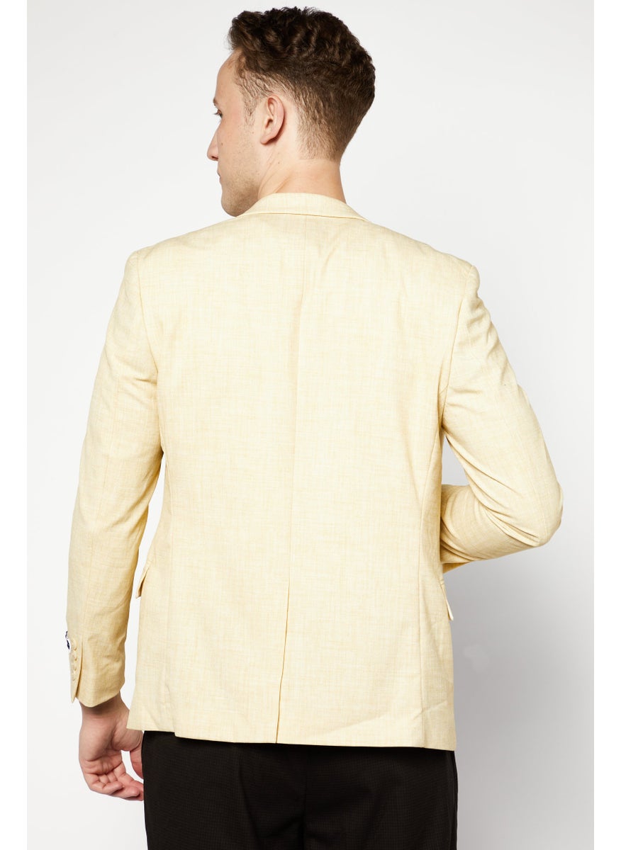 Men Classic Fit Solid Blazer, Yellow