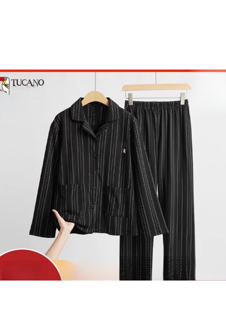 Advanced Striped Pure Cotton Casual Home Clothing Can Be Worn As An Outerwear Set