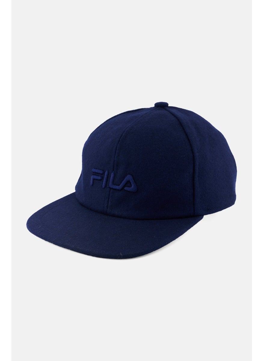 Men Embroidered Logo Adjustable Buckle Cap, Navy